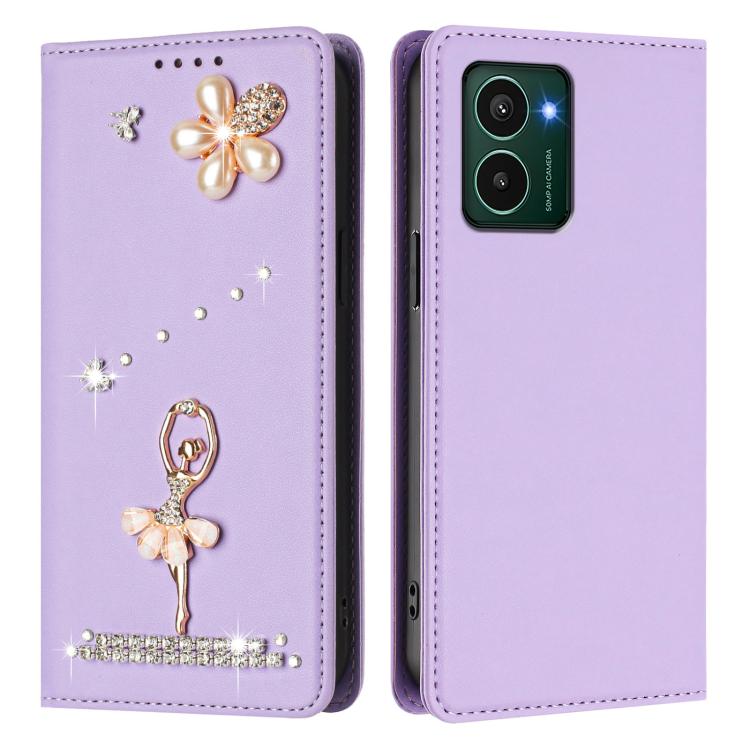 For HMD Pulse Pro / Pulse / Pulse+ Ballet Girl Diamond Studded RFID Vegan Leather Phone Case