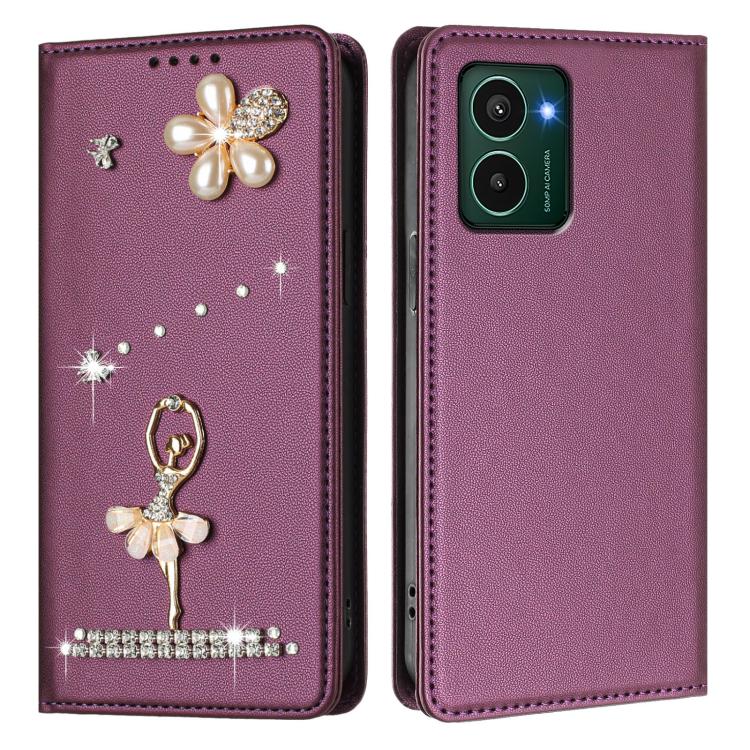 For HMD Pulse Pro / Pulse / Pulse+ Ballet Girl Diamond Studded RFID Vegan Leather Phone Case