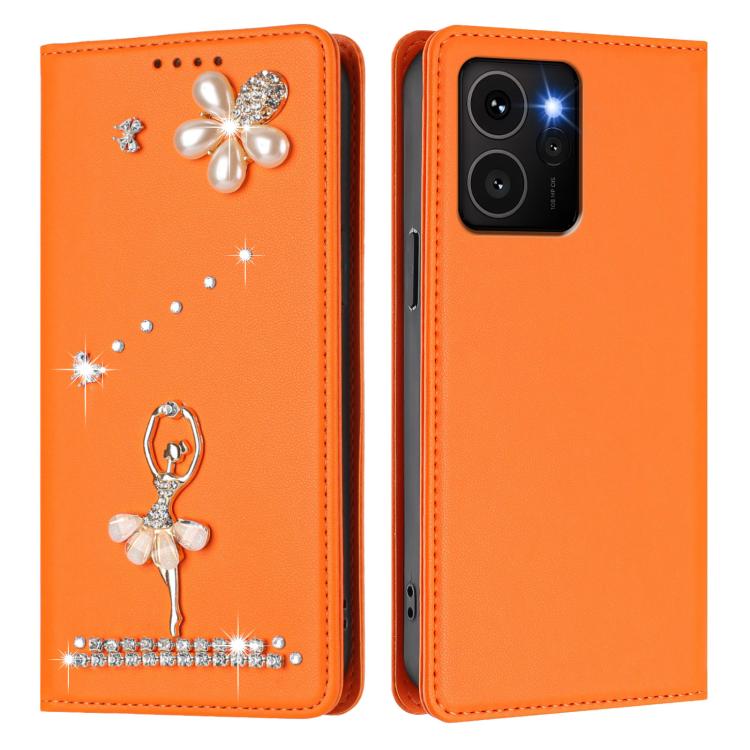 For HMD Skyline Ballet Girl Diamond Studded RFID Vegan Leather Phone Case