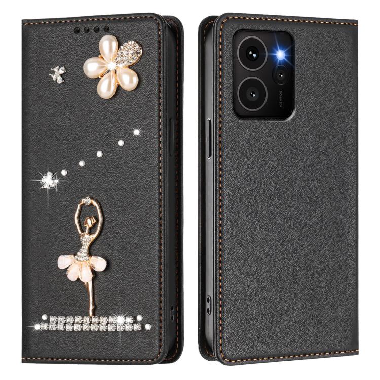 For HMD Skyline Ballet Girl Diamond Studded RFID Vegan Leather Phone Case