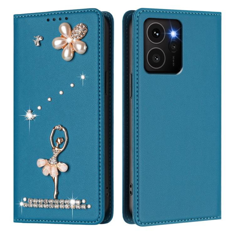 For HMD Skyline Ballet Girl Diamond Studded RFID Vegan Leather Phone Case