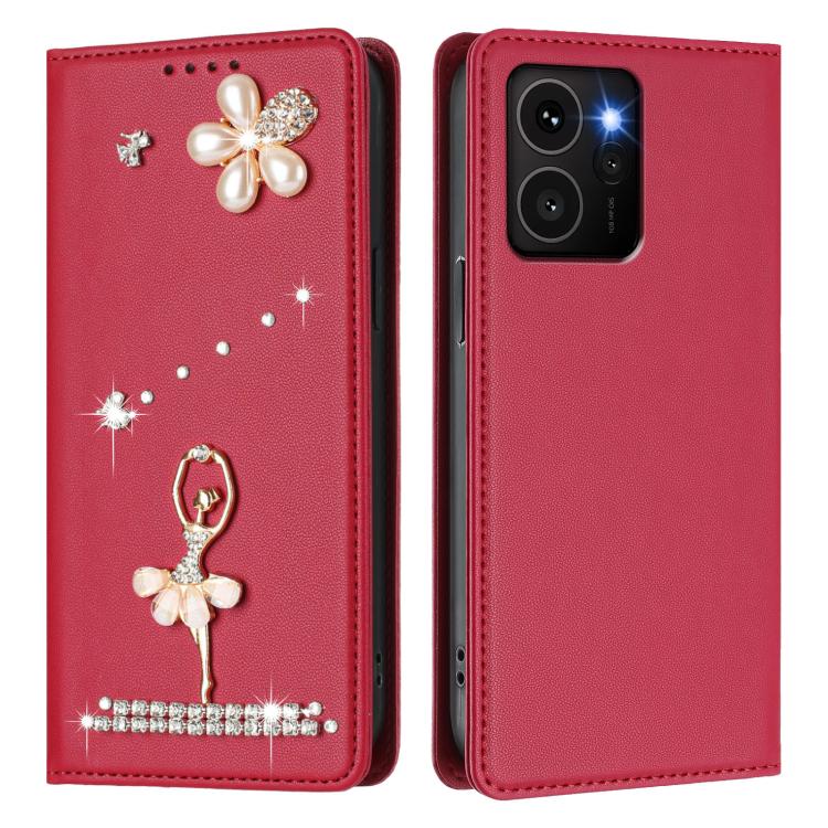For HMD Skyline Ballet Girl Diamond Studded RFID Vegan Leather Phone Case