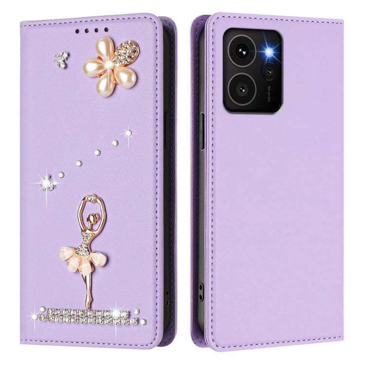 For HMD Skyline Ballet Girl Diamond Studded RFID Vegan Leather Phone Case