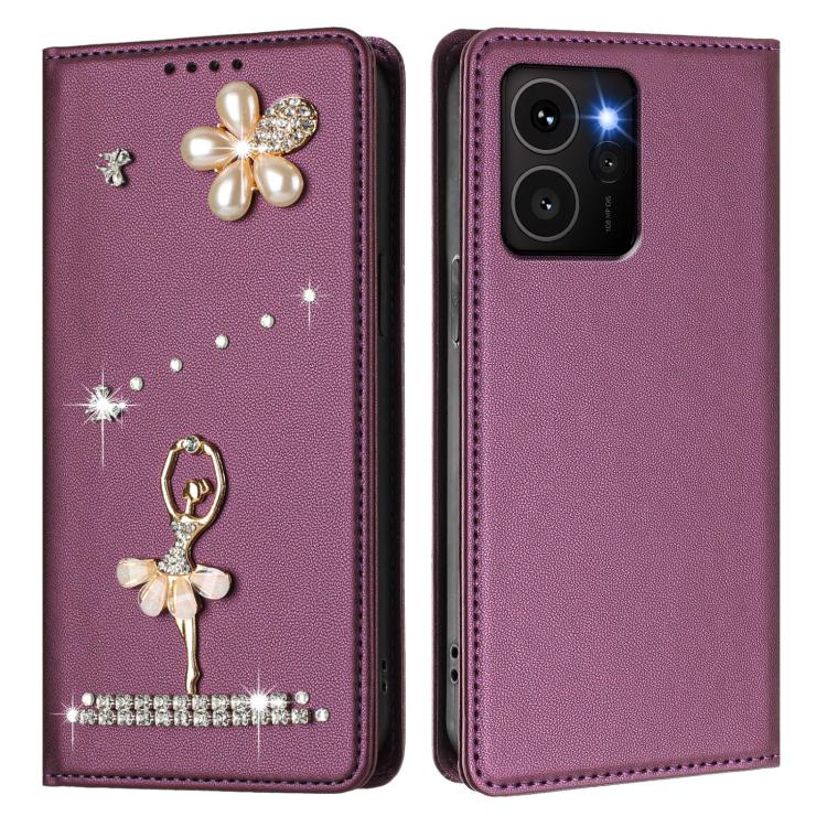 For HMD Skyline Ballet Girl Diamond Studded RFID Vegan Leather Phone Case