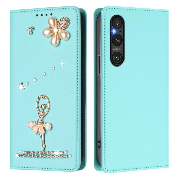 For Sony Xperia 1 V Ballet Girl Diamond Studded RFID Vegan Leather Phone Case
