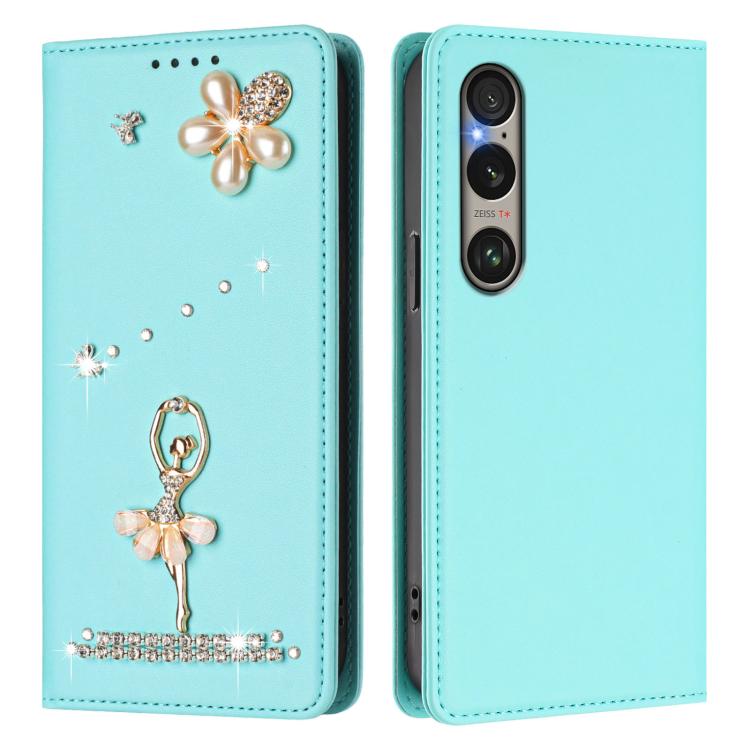 For Sony Xperia 1 VI Ballet Girl Diamond Studded RFID Vegan Leather Phone Case