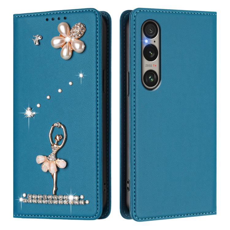 For Sony Xperia 1 VI Ballet Girl Diamond Studded RFID Vegan Leather Phone Case