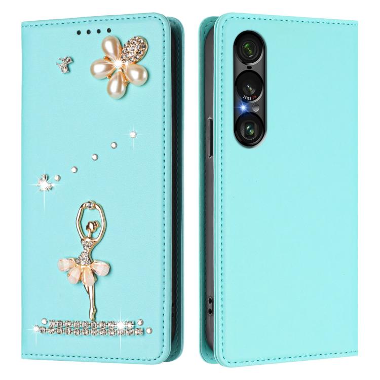 For Sony Xperia 1 VII Ballet Girl Diamond Studded RFID Vegan Leather Phone Case