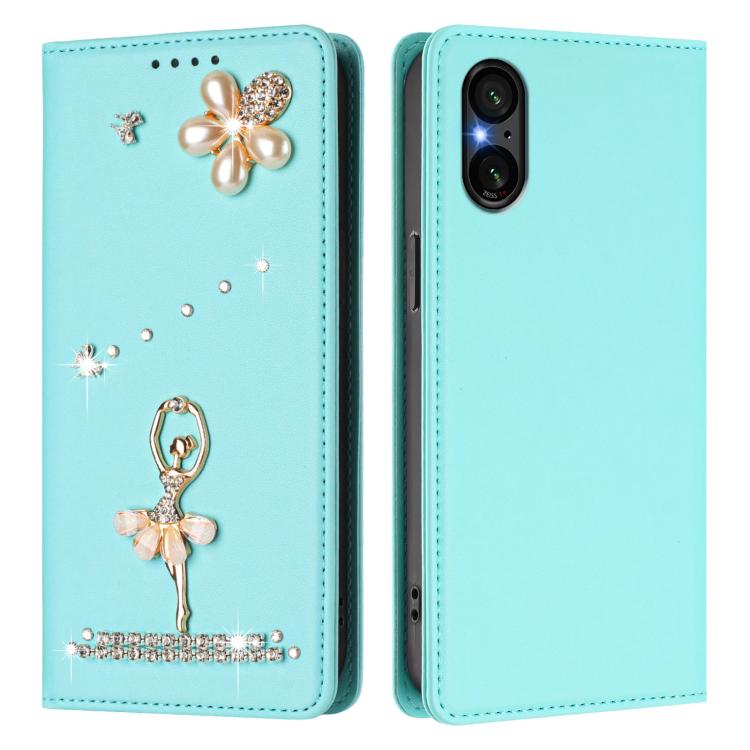 For Sony Xperia 5 V Ballet Girl Diamond Studded RFID Vegan Leather Phone Case