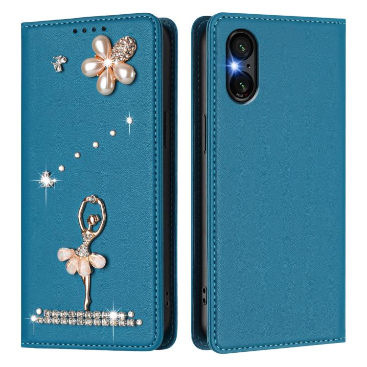 For Sony Xperia 5 VI Ballet Girl Diamond Studded RFID Vegan Leather Phone Case