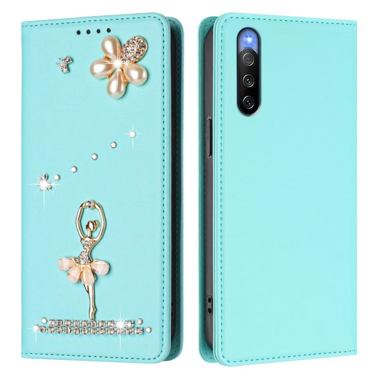 For Sony Xperia 10 V Ballet Girl Diamond Studded RFID Vegan Leather Phone Case