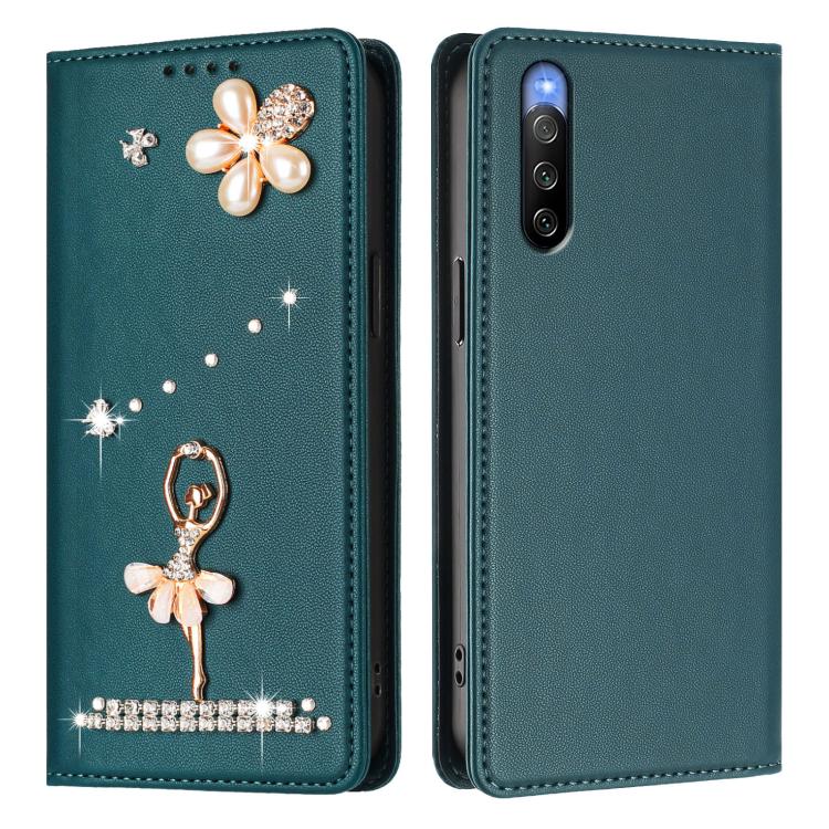 For Sony Xperia 10 V Ballet Girl Diamond Studded RFID Vegan Leather Phone Case