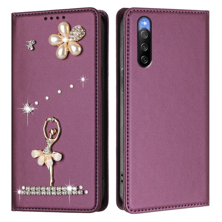 For Sony Xperia 10 V Ballet Girl Diamond Studded RFID Vegan Leather Phone Case