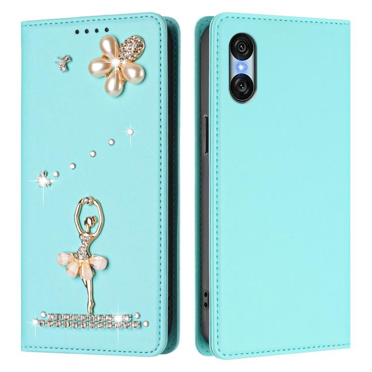 For Sony Xperia 10 VI Ballet Girl Diamond Studded RFID Vegan Leather Phone Case