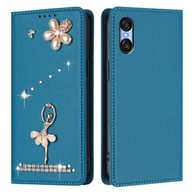 For Sony Xperia 10 VI Ballet Girl Diamond Studded RFID Vegan Leather Phone Case