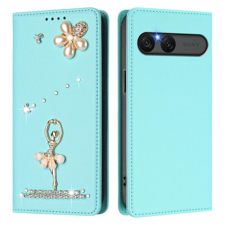 For Sony Xperia 10 VII Ballet Girl Diamond Studded RFID Vegan Leather Phone Case