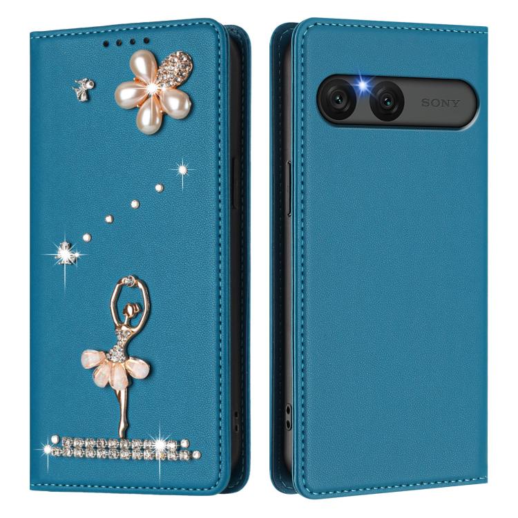 For Sony Xperia 10 VII Ballet Girl Diamond Studded RFID Vegan Leather Phone Case