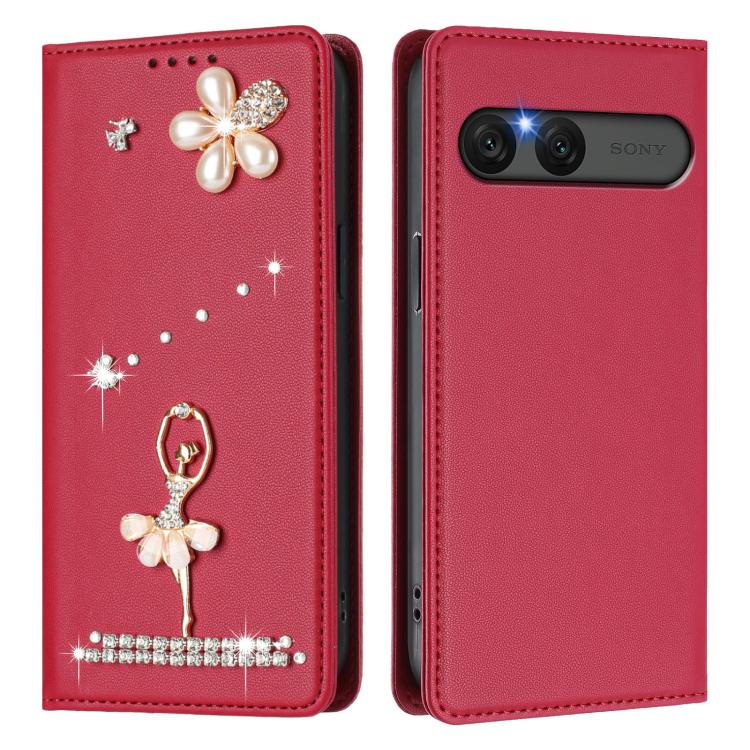 For Sony Xperia 10 VII Ballet Girl Diamond Studded RFID Vegan Leather Phone Case
