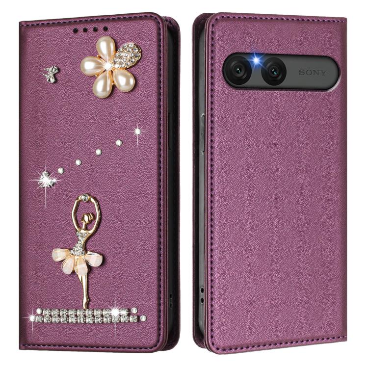For Sony Xperia 10 VII Ballet Girl Diamond Studded RFID Vegan Leather Phone Case