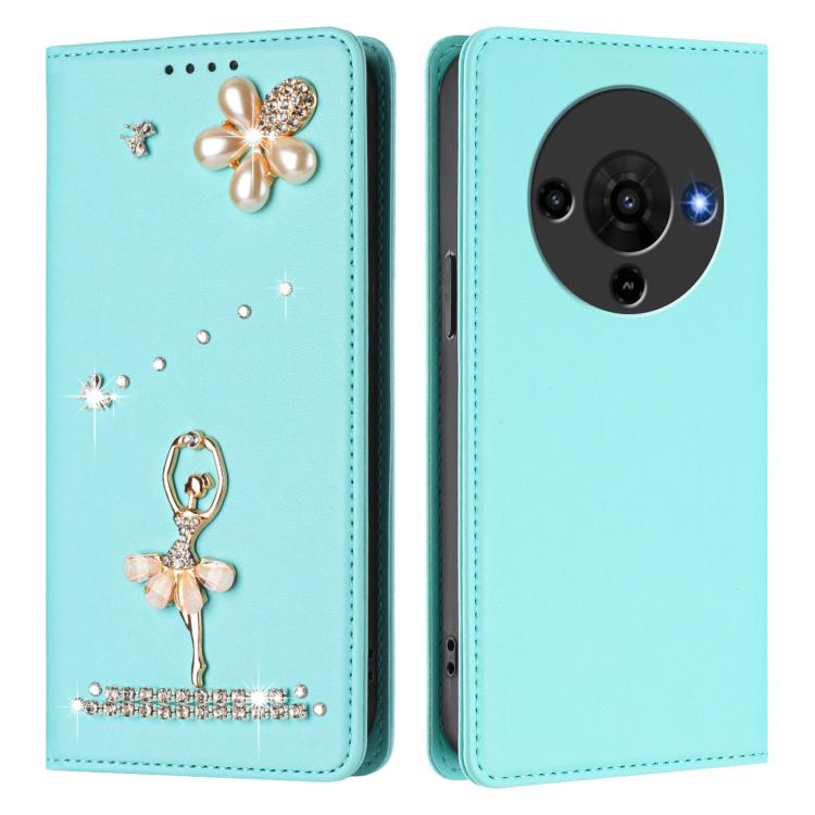 For ZTE Blade A76 5G Ballet Girl Diamond Studded RFID Vegan Leather Phone Case