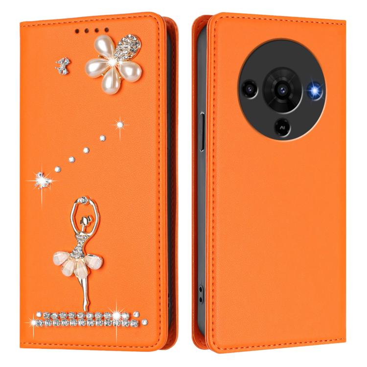 For ZTE Blade A76 5G Ballet Girl Diamond Studded RFID Vegan Leather Phone Case