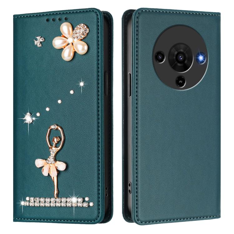 For ZTE Blade A76 5G Ballet Girl Diamond Studded RFID Vegan Leather Phone Case