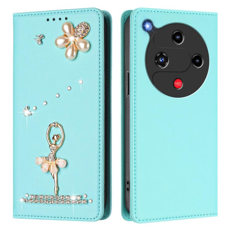 For ZTE nubia Focus 2 5G Ballet Girl Diamond Studded RFID Vegan Leather Phone Case