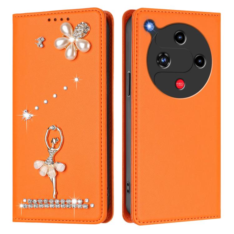 For ZTE nubia Focus 2 5G Ballet Girl Diamond Studded RFID Vegan Leather Phone Case