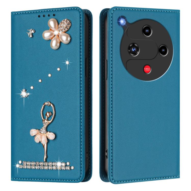 For ZTE nubia Focus 2 5G Ballet Girl Diamond Studded RFID Vegan Leather Phone Case