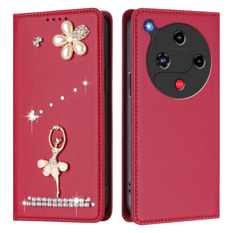 For ZTE nubia Focus 2 5G Ballet Girl Diamond Studded RFID Vegan Leather Phone Case