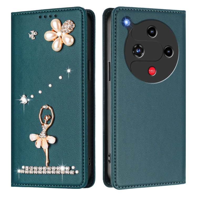 For ZTE nubia Focus 2 5G Ballet Girl Diamond Studded RFID Vegan Leather Phone Case