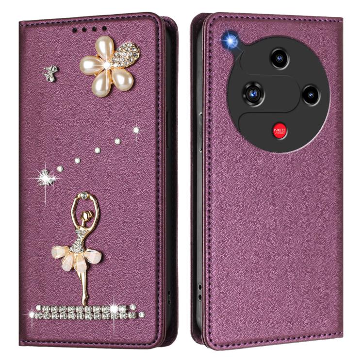 For ZTE nubia Focus 2 5G Ballet Girl Diamond Studded RFID Vegan Leather Phone Case