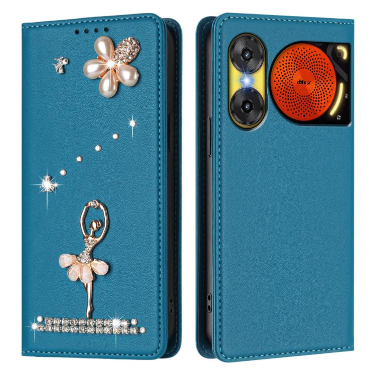 For ZTE nubia Music 2 Ballet Girl Diamond Studded RFID Vegan Leather Phone Case