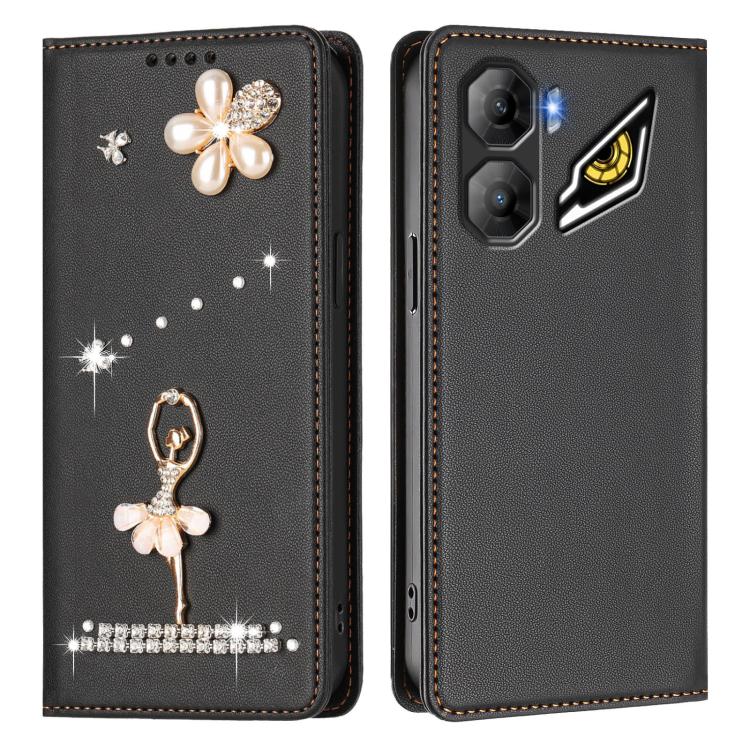For ZTE nubia Neo 3 Ballet Girl Diamond Studded RFID Vegan Leather Phone Case