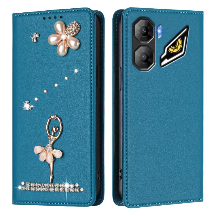 For ZTE nubia Neo 3 Ballet Girl Diamond Studded RFID Vegan Leather Phone Case