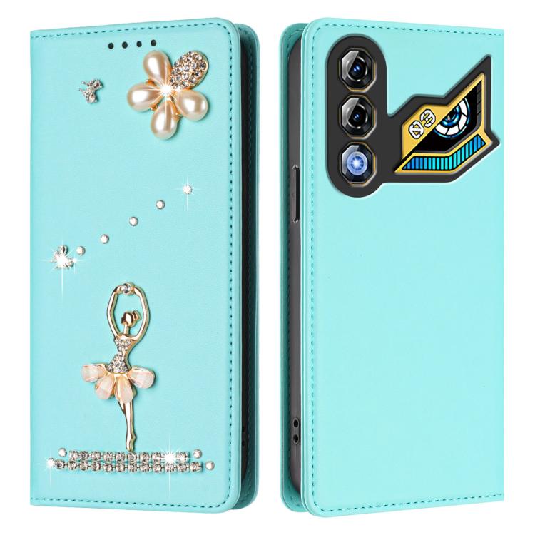 For ZTE nubia Neo 3 GT 5G Ballet Girl Diamond Studded RFID Vegan Leather Phone Case