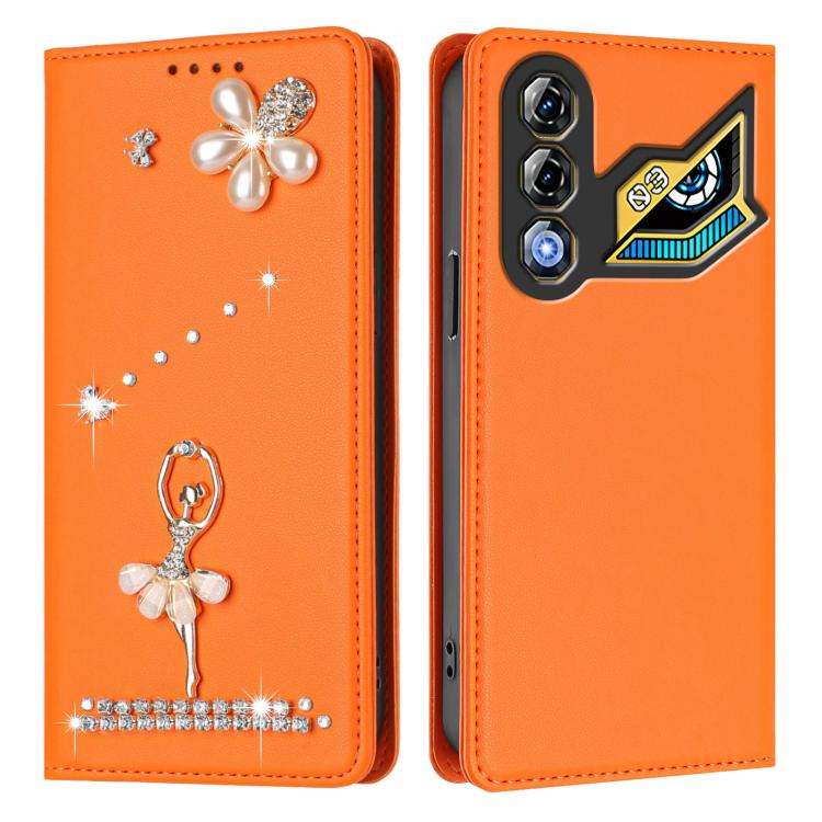 For ZTE nubia Neo 3 GT 5G Ballet Girl Diamond Studded RFID Vegan Leather Phone Case