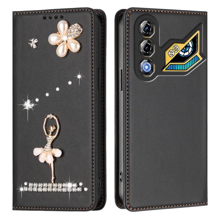 For ZTE nubia Neo 3 GT 5G Ballet Girl Diamond Studded RFID Vegan Leather Phone Case