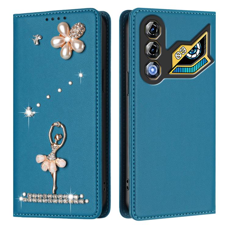 For ZTE nubia Neo 3 GT 5G Ballet Girl Diamond Studded RFID Vegan Leather Phone Case