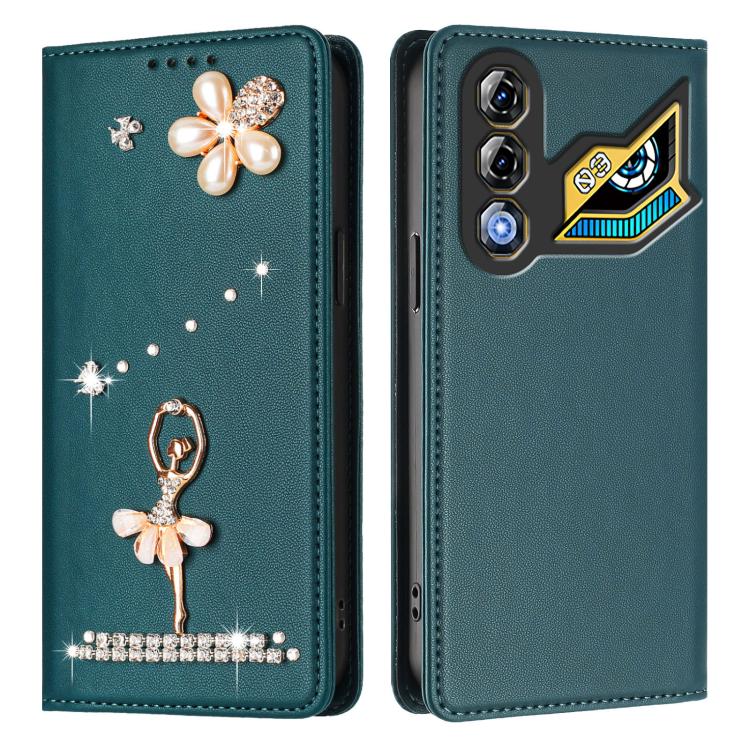 For ZTE nubia Neo 3 GT 5G Ballet Girl Diamond Studded RFID Vegan Leather Phone Case