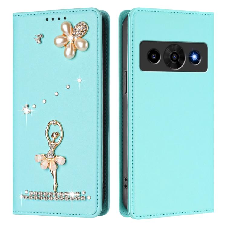 For ZTE Optus X Value 5G Ballet Girl Diamond Studded RFID Vegan Leather Phone Case