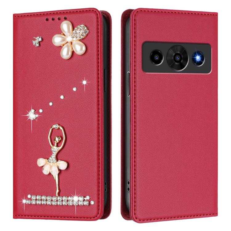 For ZTE Optus X Value 5G Ballet Girl Diamond Studded RFID Vegan Leather Phone Case