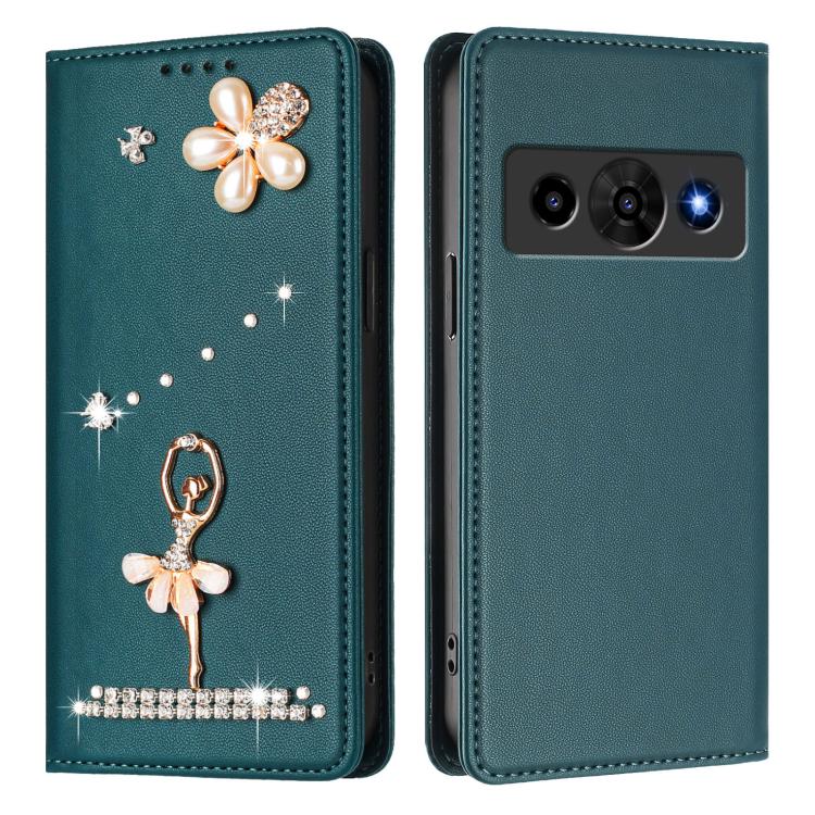 For ZTE Optus X Value 5G Ballet Girl Diamond Studded RFID Vegan Leather Phone Case