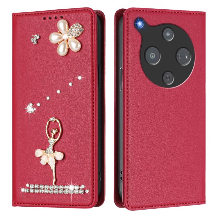 For ZTE Optus X Pro 2 5G Ballet Girl Diamond Studded RFID Vegan Leather Phone Case