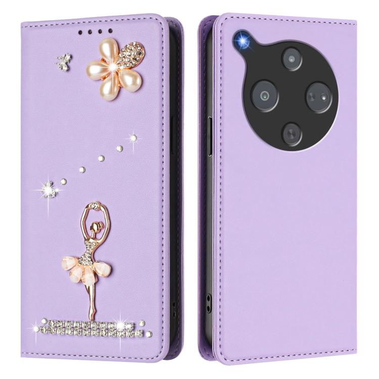 For ZTE Optus X Pro 2 5G Ballet Girl Diamond Studded RFID Vegan Leather Phone Case
