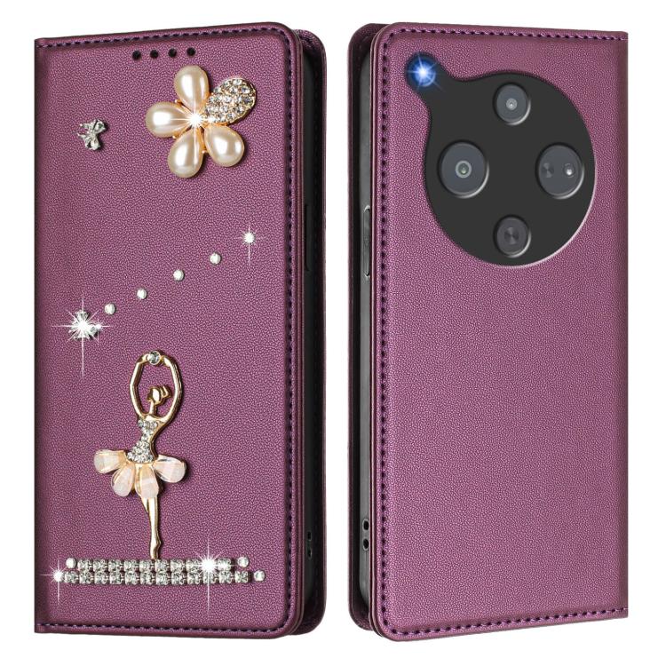 For ZTE Optus X Pro 2 5G Ballet Girl Diamond Studded RFID Vegan Leather Phone Case
