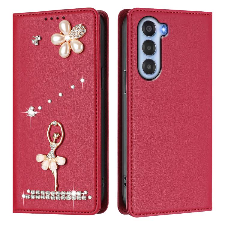 For ZTE Nubia S 5G A403ZT Ballet Girl Diamond Studded RFID Vegan Leather Phone Case