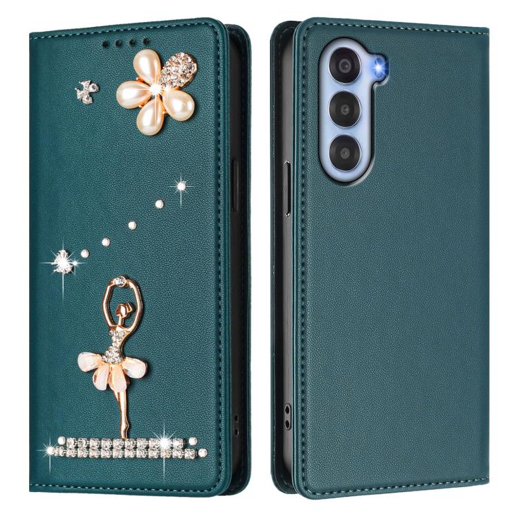 For ZTE Nubia S 5G A403ZT Ballet Girl Diamond Studded RFID Vegan Leather Phone Case