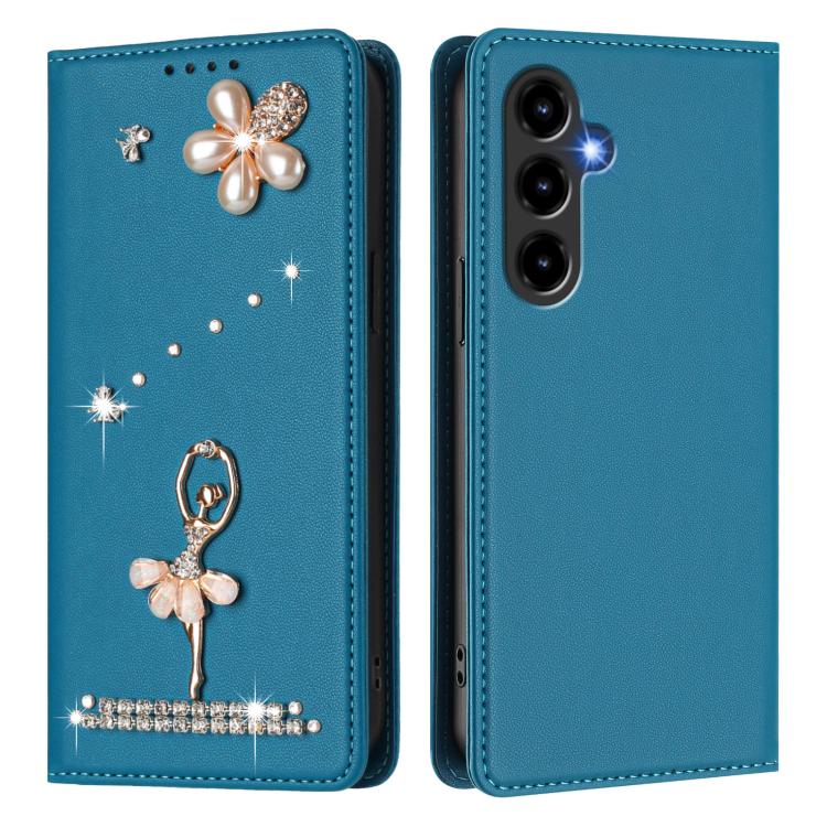 For ZTE Blade V80 Max Ballet Girl Diamond Studded RFID Vegan Leather Phone Case