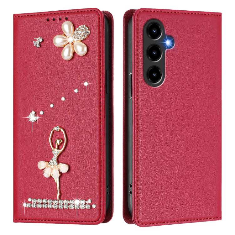 For ZTE Blade V80 Max Ballet Girl Diamond Studded RFID Vegan Leather Phone Case